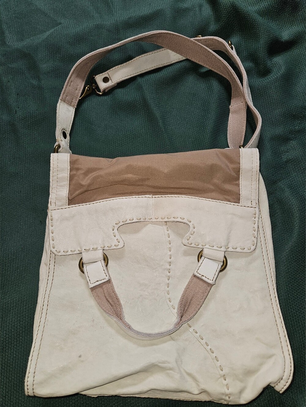 Lucky Brand Abbey White Italian Leather Crossbody Messenger Bag